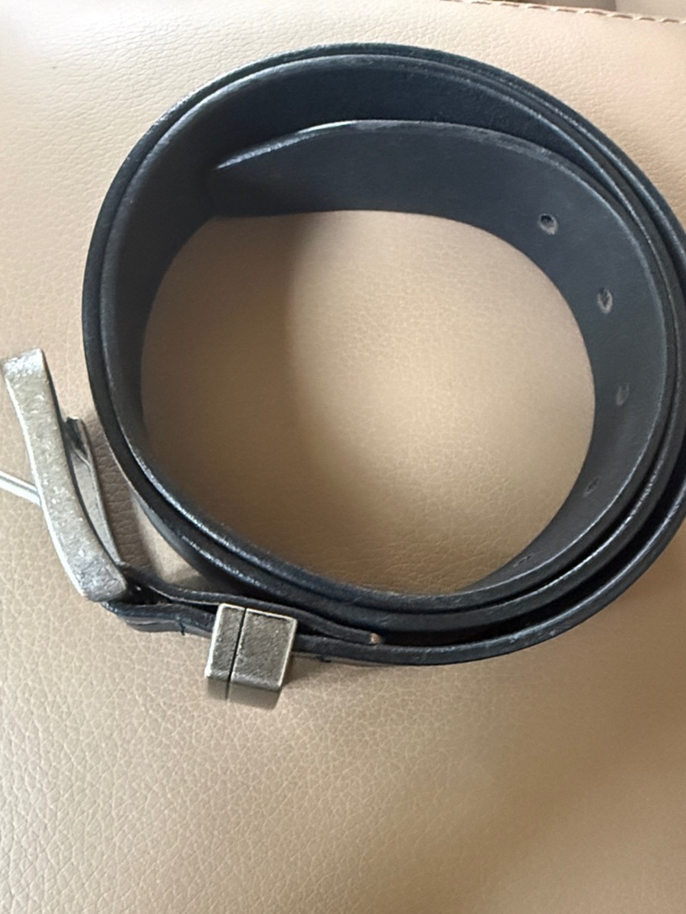 Silver Jeans Men's Black Leather Belt with Silver Buckle